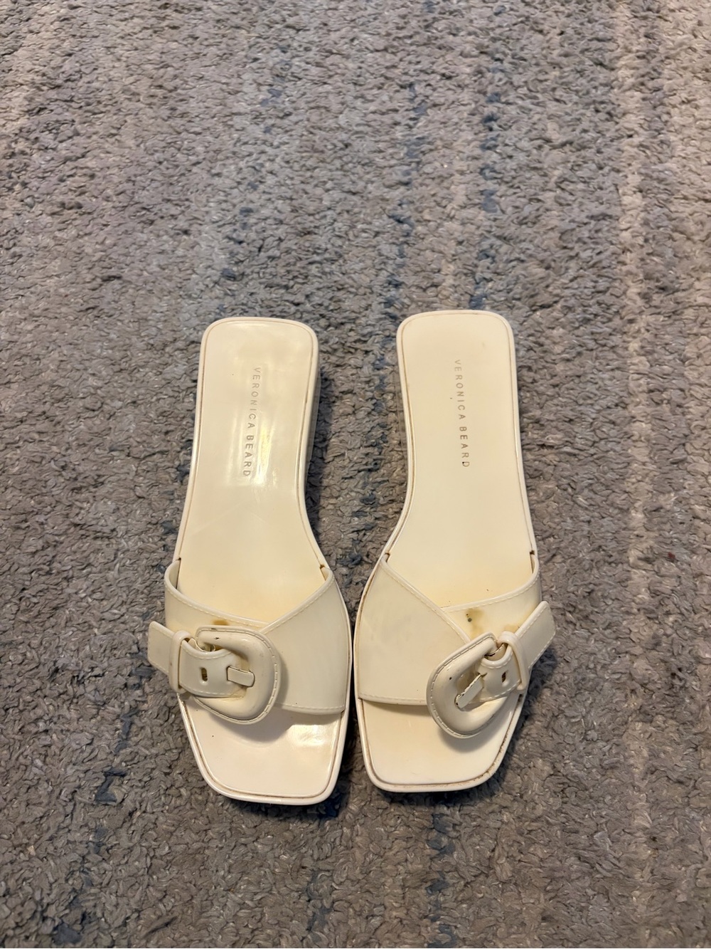Veronica Beard Davina Jelly Buckle Platform Slides - Off White (Size 8M)